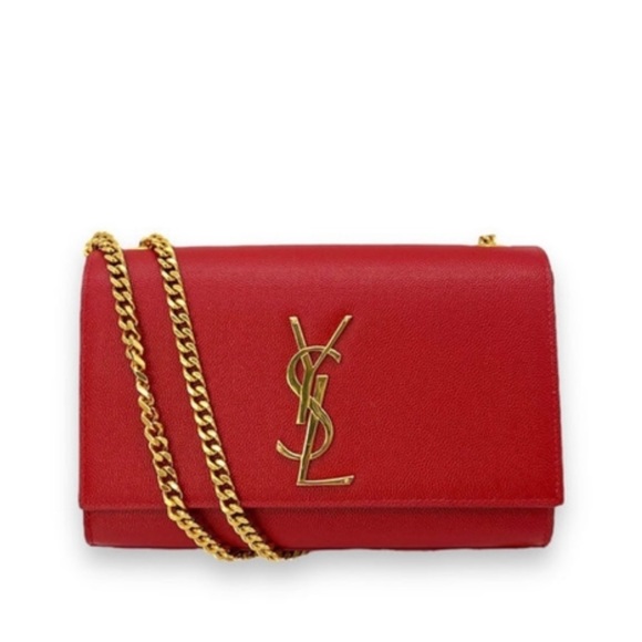 Rare! YSL SAINT LAURENT Grain De Poudre Small Monogram Kate in Red - Picture 10 of 16